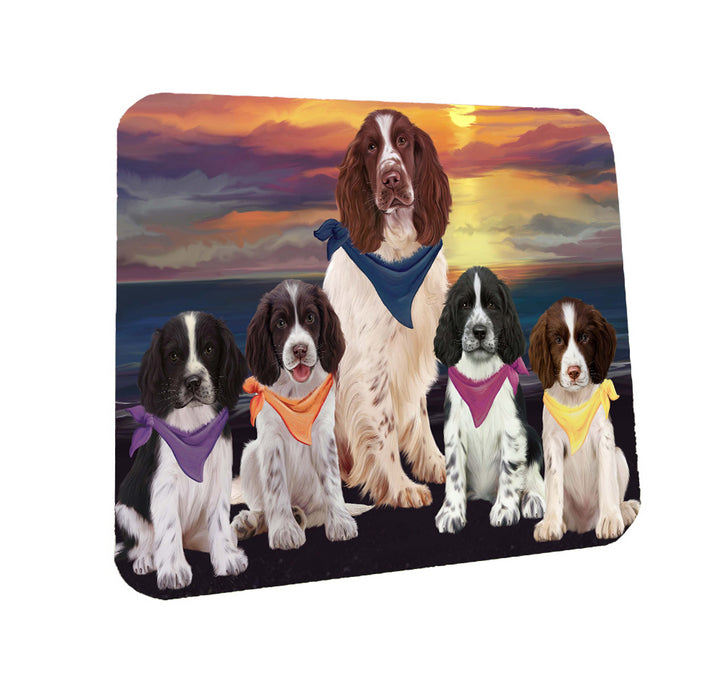 Family Sunset Portrait Springer Spaniel Dogs Coasters Set of 4 CSTA58475