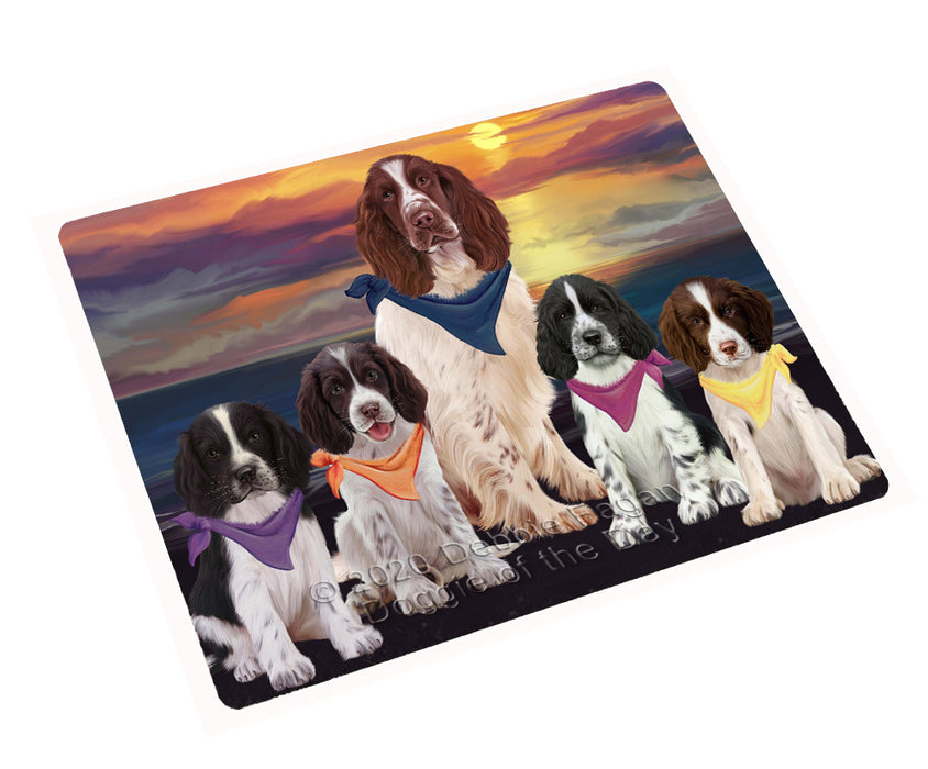 Family Sunset Portrait Springer Spaniel Dogs Cutting Board - For Kitchen - Scratch & Stain Resistant - Designed To Stay In Place - Easy To Clean By Hand - Perfect for Chopping Meats, Vegetables