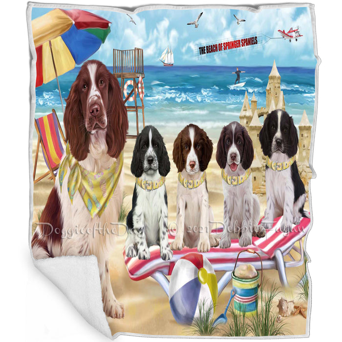 Pet Friendly Beach Springer Spaniels Dog Blanket BLNKT105060