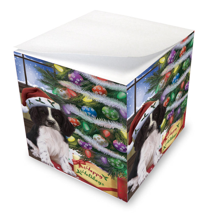 Christmas Tree and Presents Springer Spaniel Dog Note Cube NOC-DOTD-A57366