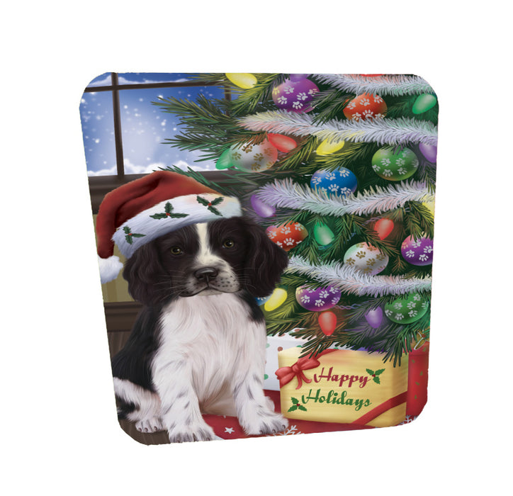 Christmas Tree and Presents Springer Spaniel Dog Coasters Set of 4 CSTA58325