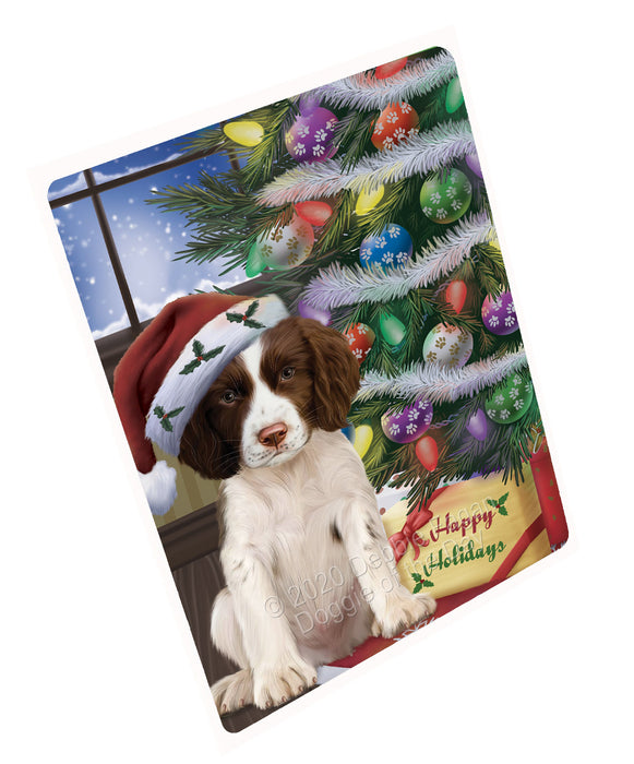 Christmas Tree and Presents Springer Spaniel Dog Cutting Board - For Kitchen - Scratch & Stain Resistant - Designed To Stay In Place - Easy To Clean By Hand - Perfect for Chopping Meats, Vegetables, CA83012