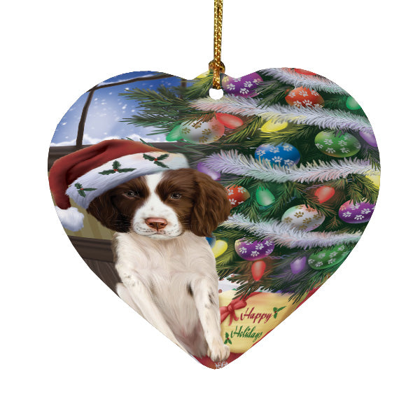 Christmas Tree and Presents Springer Spaniel Dog Heart Christmas Ornament HPORA59087