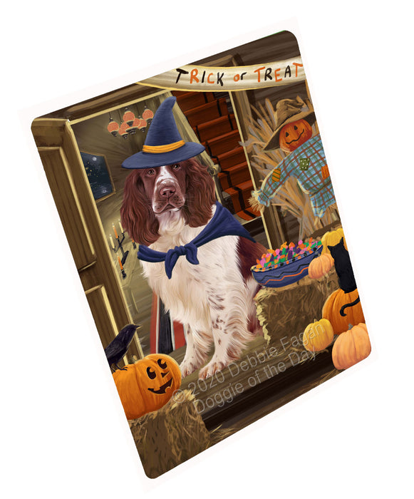 Enter at Your Own Risk Halloween Trick or Treat Springer Spaniel Dogs Cutting Board - For Kitchen - Scratch & Stain Resistant - Designed To Stay In Place - Easy To Clean By Hand - Perfect for Chopping Meats, Vegetables, CA82806
