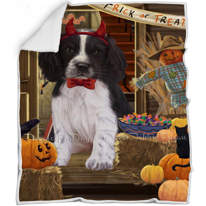 Enter at Own Risk Trick or Treat Halloween Springer Spaniel Dog Blanket BLNKT142639
