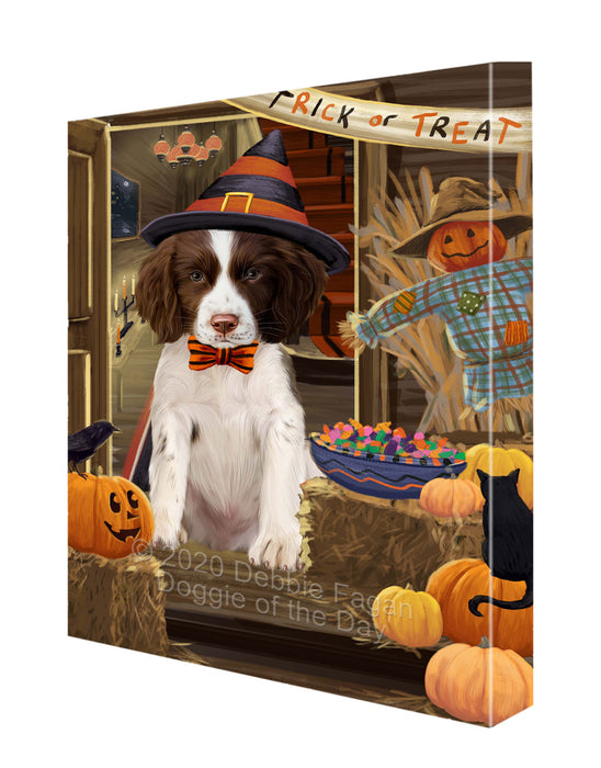 Enter at Your Own Risk Halloween Trick or Treat Springer Spaniel Dogs Canvas Wall Art - Premium Quality Ready to Hang Room Decor Wall Art Canvas - Unique Animal Printed Digital Painting for Decoration CVS255