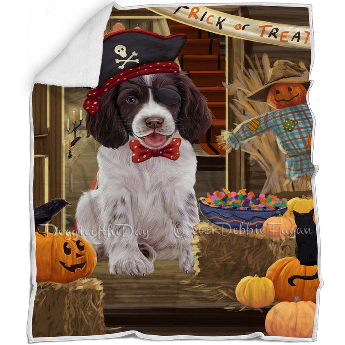 Enter at Own Risk Trick or Treat Halloween Springer Spaniel Dog Blanket BLNKT142641