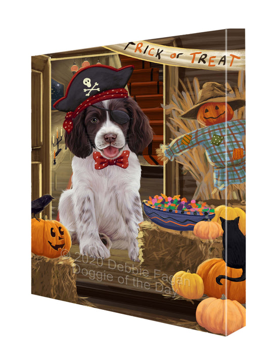 Enter at Your Own Risk Halloween Trick or Treat Springer Spaniel Dogs Canvas Wall Art - Premium Quality Ready to Hang Room Decor Wall Art Canvas - Unique Animal Printed Digital Painting for Decoration CVS256