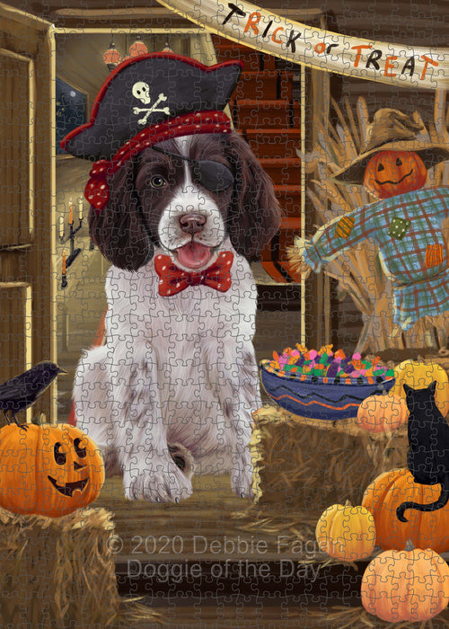 Enter at Your Own Risk Halloween Trick or Treat Springer Spaniel Dogs Portrait Jigsaw Puzzle for Adults Animal Interlocking Puzzle Game Unique Gift for Dog Lover's with Metal Tin Box PZL551