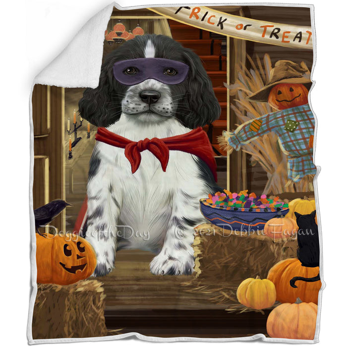 Enter at Own Risk Trick or Treat Halloween Springer Spaniel Dog Blanket BLNKT142642