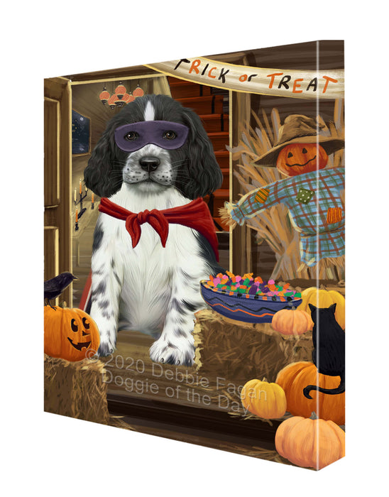 Enter at Your Own Risk Halloween Trick or Treat Springer Spaniel Dogs Canvas Wall Art - Premium Quality Ready to Hang Room Decor Wall Art Canvas - Unique Animal Printed Digital Painting for Decoration CVS257