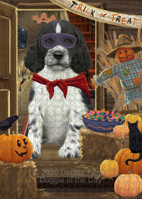 Enter at Your Own Risk Halloween Trick or Treat Springer Spaniel Dogs Portrait Jigsaw Puzzle for Adults Animal Interlocking Puzzle Game Unique Gift for Dog Lover's with Metal Tin Box PZL552