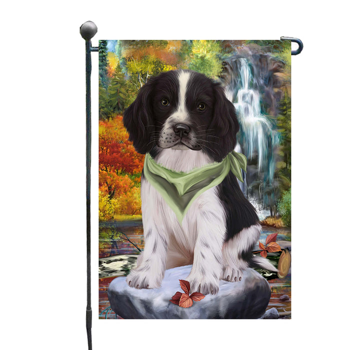 Scenic Waterfall Springer Spaniel Dog Garden Flags Outdoor Decor for Homes and Gardens Double Sided Garden Yard Spring Decorative Vertical Home Flags Garden Porch Lawn Flag for Decorations GFLG68119