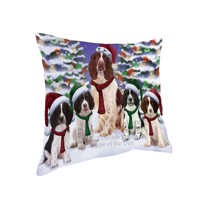 Christmas Happy Holidays Springer Spaniel Dogs Family Portrait Pillow with Top Quality High-Resolution Images - Ultra Soft Pet Pillows for Sleeping - Reversible & Comfort - Ideal Gift for Dog Lover - Cushion for Sofa Couch Bed - 100% Polyester