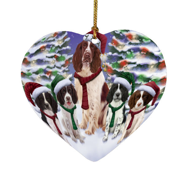 Christmas Happy Holidays Springer Spaniel Dogs Family Portrait Heart Christmas Ornament HPORA58941