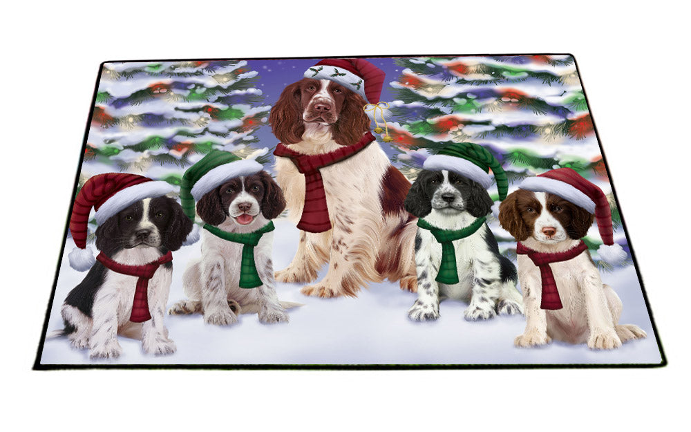 Christmas Happy Holidays Skye Terrier Dogs Family Portrait Floormat FLMS55537