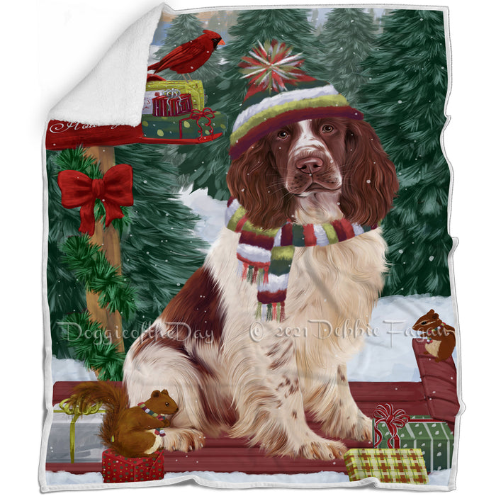 Merry Christmas Woodland Sled Springer Spaniel Blanket BLNKT142730