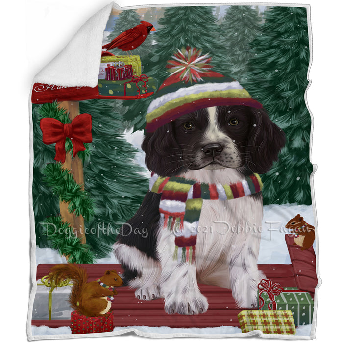 Merry Christmas Woodland Sled Springer Spaniel Blanket BLNKT142731
