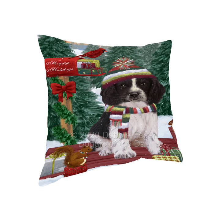 Christmas Woodland Sled Springer Spaniel Dog Pillow with Top Quality High-Resolution Images - Ultra Soft Pet Pillows for Sleeping - Reversible & Comfort - Ideal Gift for Dog Lover - Cushion for Sofa Couch Bed - 100% Polyester, PILA93646