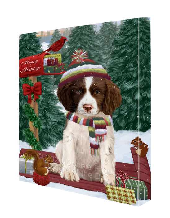 Christmas Woodland Sled Springer Spaniel Dog Canvas Wall Art - Premium Quality Ready to Hang Room Decor Wall Art Canvas - Unique Animal Printed Digital Painting for Decoration CVS608