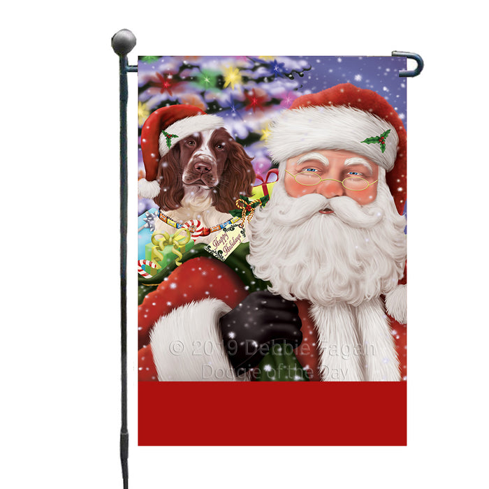 Personalized Santa Carrying Springer Spaniel Dog and Christmas Presents Custom Garden Flag GFLG63843