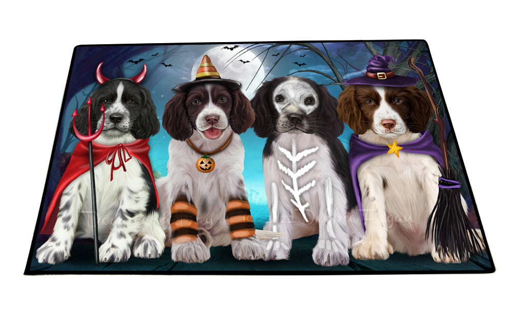 Happy Halloween Trick or Treat Springer Spaniel Dogs Floor Mat- Anti-Slip Pet Door Mat Indoor Outdoor Front Rug Mats for Home Outside Entrance Pets Portrait Unique Rug Washable Premium Quality Mat