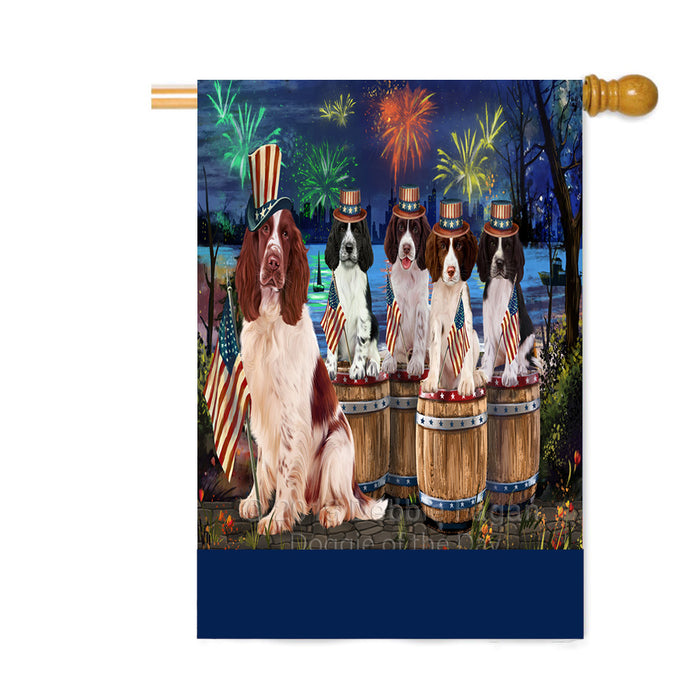 Personalized 4th of July Firework Springer Spaniel Dogs Custom House Flag FLG-DOTD-A58177