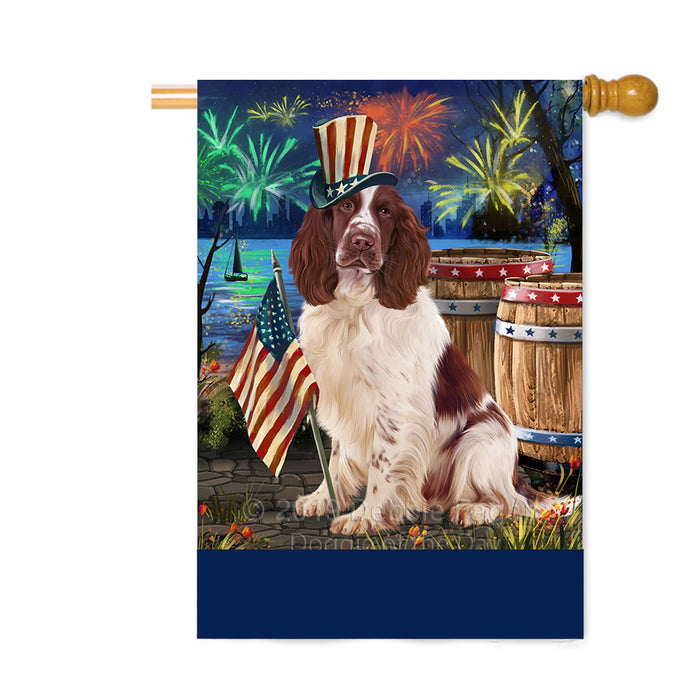 Personalized 4th of July Firework Springer Spaniel Dog Custom House Flag FLG-DOTD-A58172