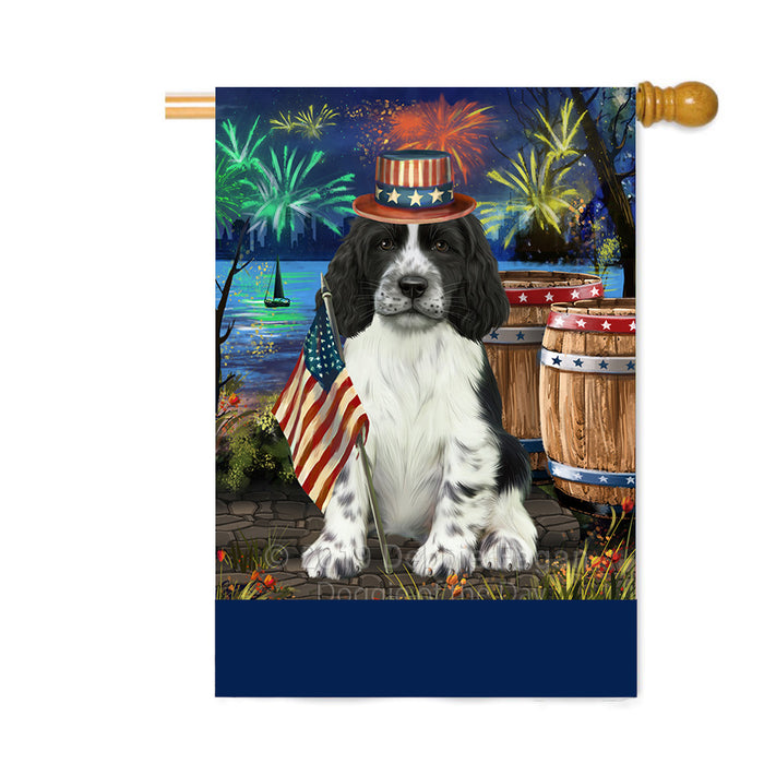 Personalized 4th of July Firework Springer Spaniel Dog Custom House Flag FLG-DOTD-A58173