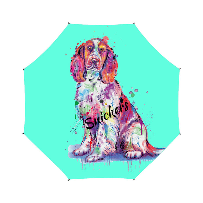 Custom Pet Name Personalized Watercolor Springer Spaniel DogSemi-Automatic Foldable Umbrella