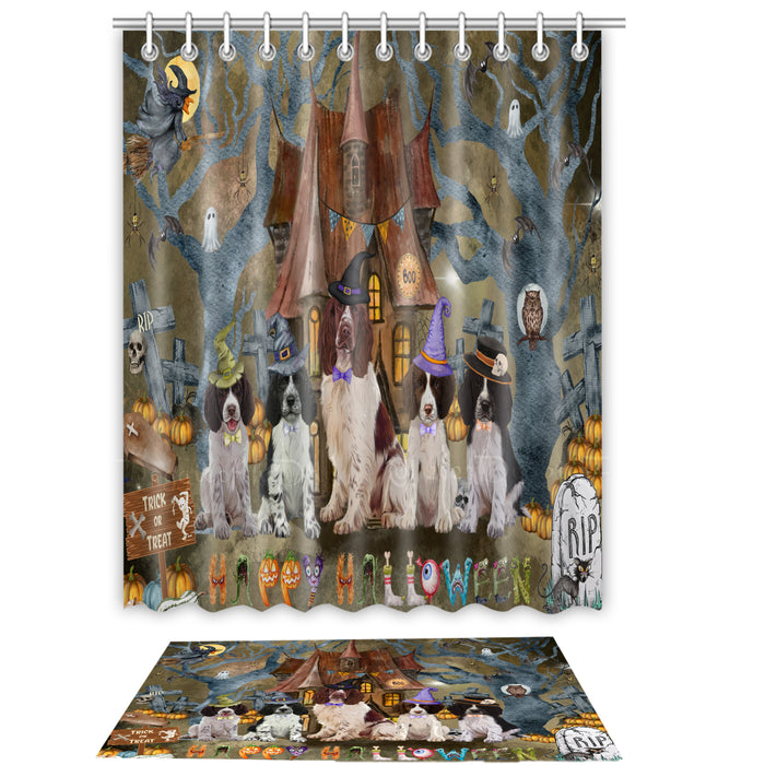 Springer Spaniel Shower Curtain & Bath Mat Set, Custom, Explore a Variety of Designs, Personalized, Curtains with hooks and Rug Bathroom Decor, Halloween Gift for Dog Lovers