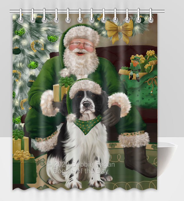 Christmas Irish Santa with Gift and Springer Spaniel Dog Shower Curtain Bathroom Accessories Decor Bath Tub Screens SC182