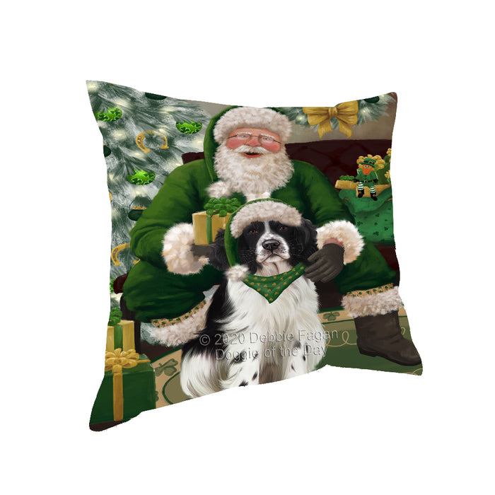 Christmas Irish Santa with Gift and Springer Spaniel Dog Pillow PIL86972