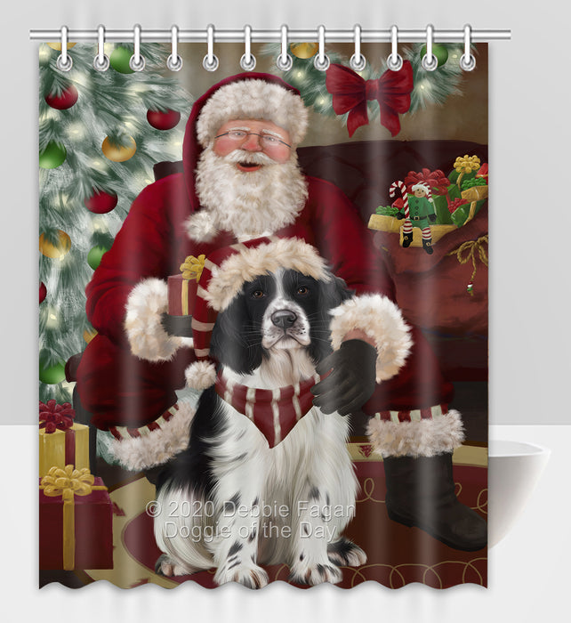 Santa's Christmas Surprise Springer Spaniel Dog Shower Curtain Bathroom Accessories Decor Bath Tub Screens SC280