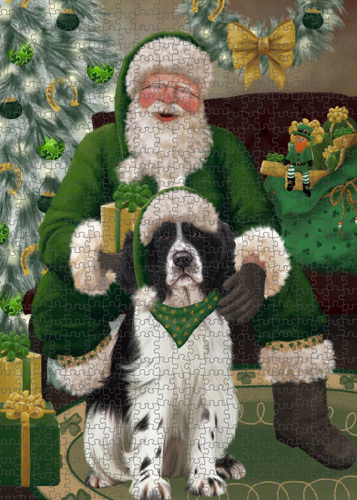 Christmas Irish Santa with Gift and Springer Spaniel Dog Puzzle  PUZL100588