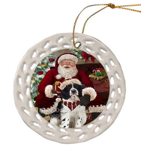 Santa's Christmas Surprise Springer Spaniel Dog Doily Ornament DPOR59632