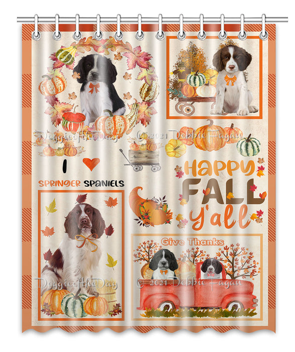 Happy Fall Y'all Pumpkin Springer Spaniel Dogs Shower Curtain Bathroom Accessories Decor Bath Tub Screens