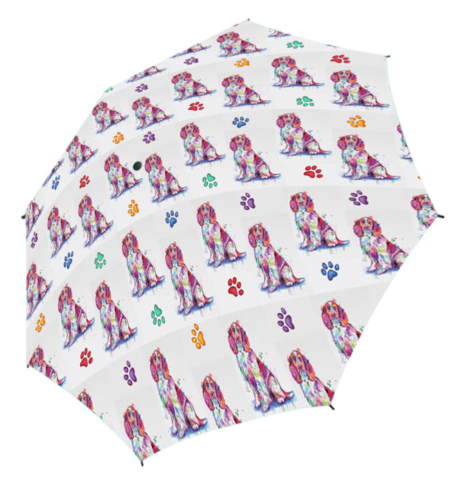 Watercolor Mini Springer Spaniel DogsSemi-Automatic Foldable Umbrella