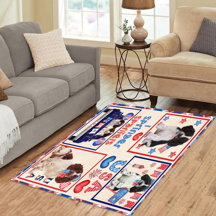 4th of July Independence Day I Love USA Springer Spaniel Dogs Area Rug - Ultra Soft Cute Pet Printed Unique Style Floor Living Room Carpet Decorative Rug for Indoor Gift for Pet Lovers