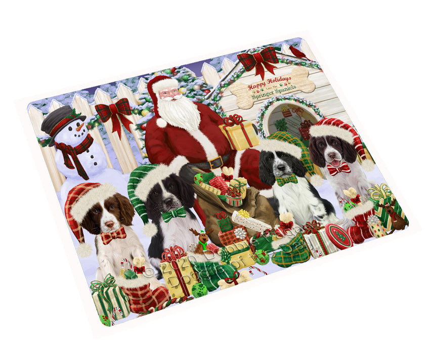Christmas Dog house Gathering Springer Spaniel Dogs Cutting Board - For Kitchen - Scratch & Stain Resistant - Designed To Stay In Place - Easy To Clean By Hand - Perfect for Chopping Meats, Vegetables