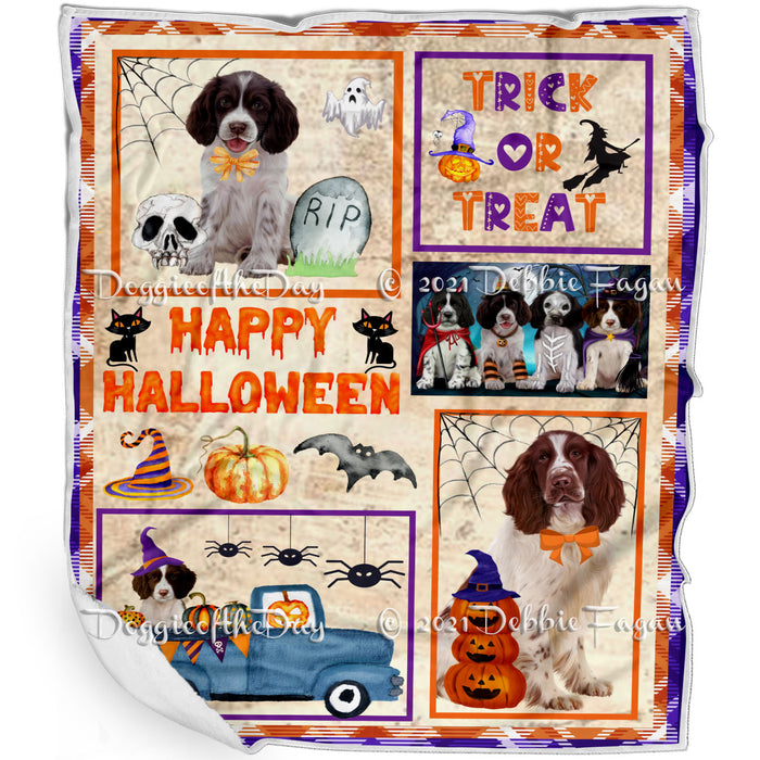 Happy Halloween Trick or Treat Springer Spaniel Dogs Blanket BLNKT143793