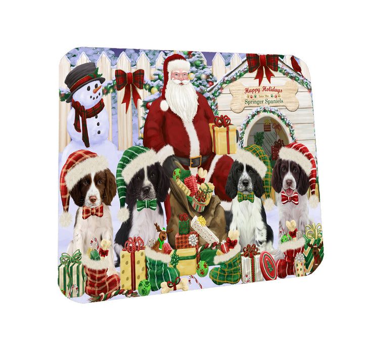 Christmas Dog house Gathering Springer Spaniel Dogs Coasters Set of 4 CSTA58399