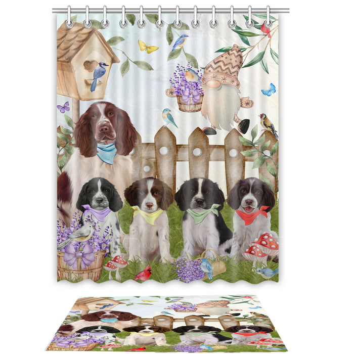 Springer Spaniel Shower Curtain & Bath Mat Set, Bathroom Decor Curtains with hooks and Rug, Explore a Variety of Designs, Personalized, Custom, Dog Lover's Gifts