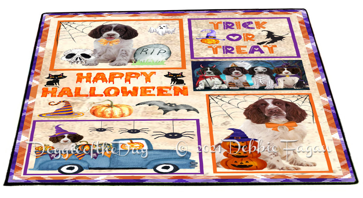 Happy Halloween Trick or Treat Springer Spaniel Dogs Indoor/Outdoor Welcome Floormat - Premium Quality Washable Anti-Slip Doormat Rug FLMS58231