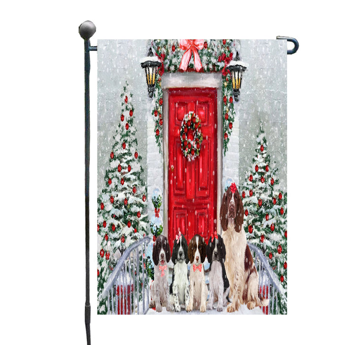Christmas Holiday Welcome Springer Spaniel Dogs Garden Flags- Outdoor Double Sided Garden Yard Porch Lawn Spring Decorative Vertical Home Flags 12 1/2"w x 18"h