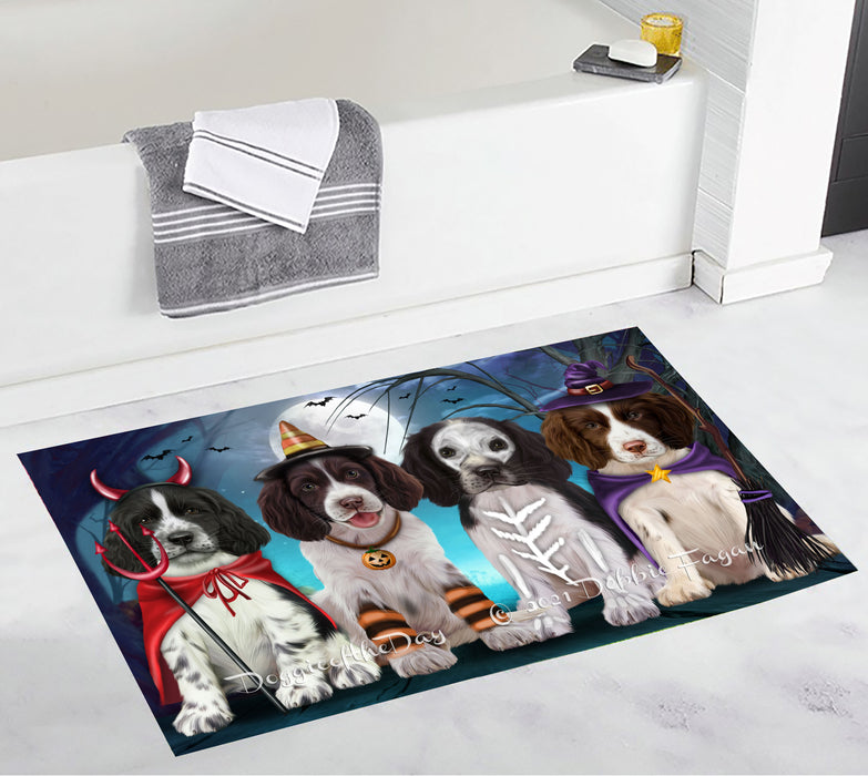 Happy Halloween Trick or Treat Springer Spaniel Dogs Bathroom Rugs with Non Slip Soft Bath Mat for Tub BRUG55024