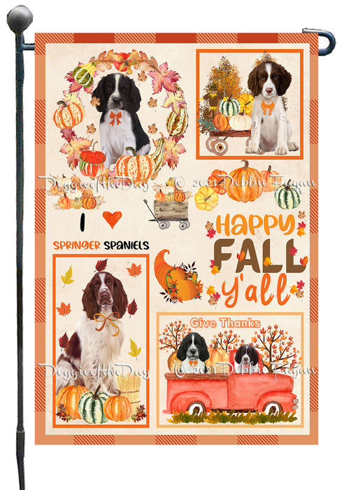Happy Fall Y'all Pumpkin Springer Spaniel Dogs Garden Flags- Outdoor Double Sided Garden Yard Porch Lawn Spring Decorative Vertical Home Flags 12 1/2"w x 18"h