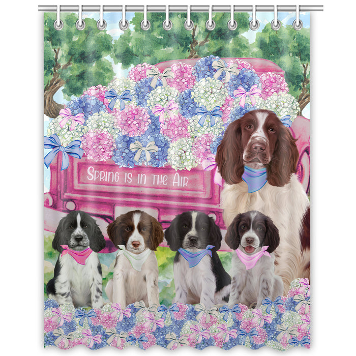 Springer Spaniel Shower Curtain: Explore a Variety of Designs, Personalized, Custom, Waterproof Bathtub Curtains for Bathroom Decor with Hooks, Pet Gift for Dog Lovers