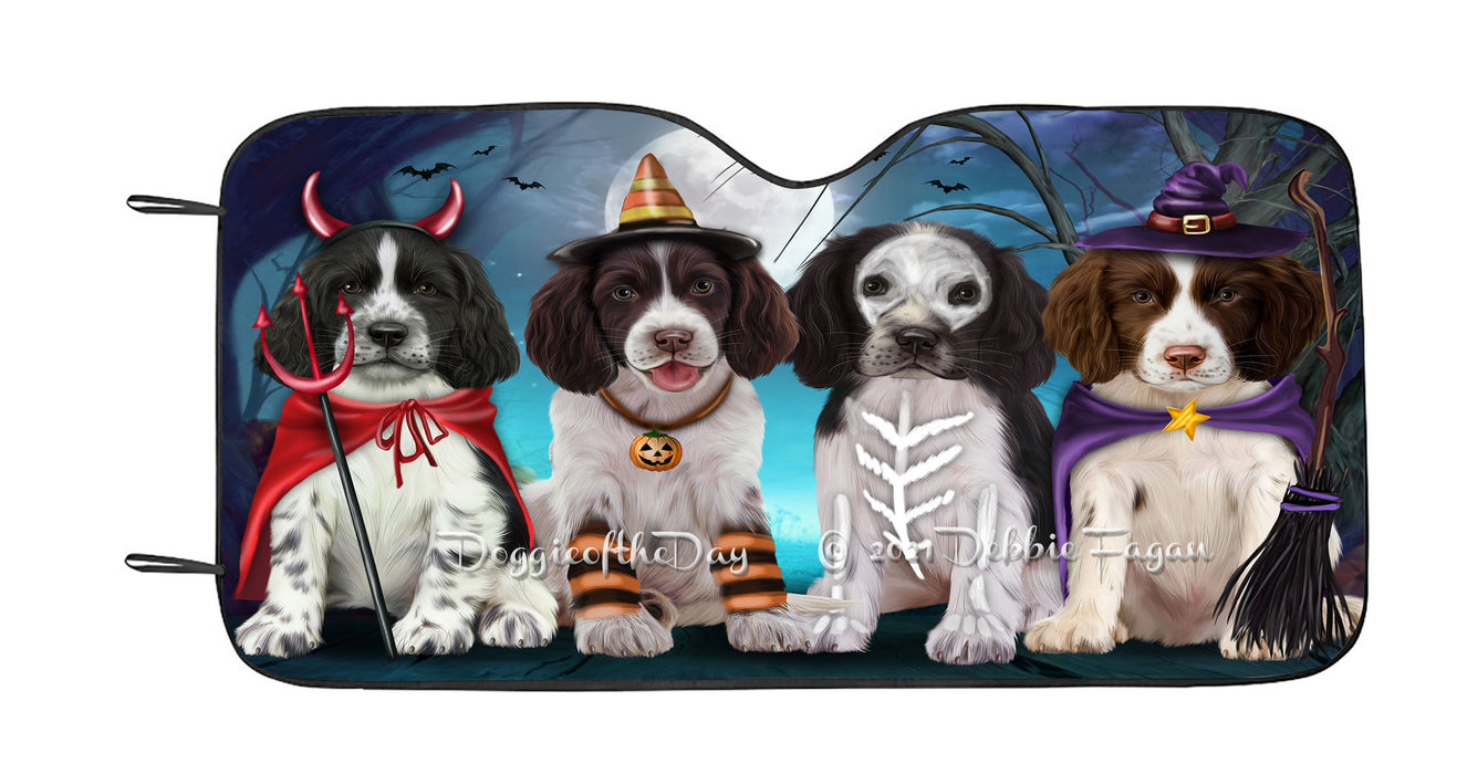 Happy Halloween Trick or Treat Springer Spaniel Dogs Car Sun Shade Cover Curtain