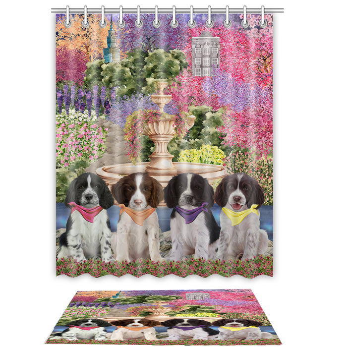 Springer Spaniel Shower Curtain & Bath Mat Set, Custom, Explore a Variety of Designs, Personalized, Curtains with hooks and Rug Bathroom Decor, Halloween Gift for Dog Lovers